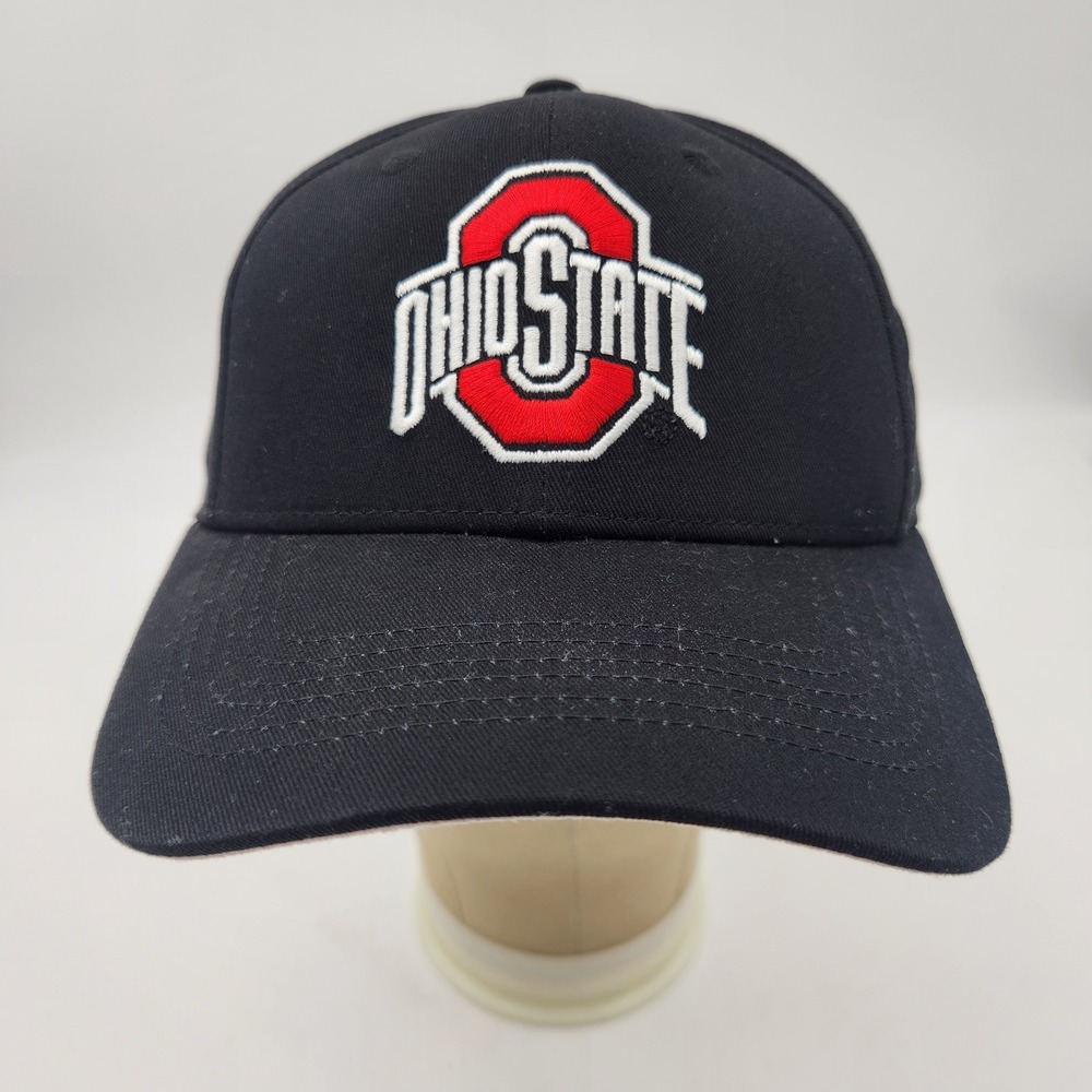 Ohio State Buckeyes Baseball Cap Black Adjustable Hook Loop Strap Hat NCAA OSU
